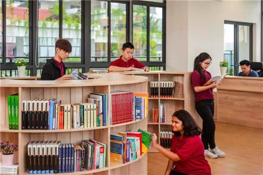 嘉德圣玛丽森林城市国际学校内的图书馆环境实拍
